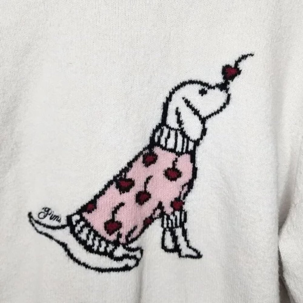 Victorias Secret Pink Valentines Dog Cherries Sweater Womens SmalCollegiate Knit